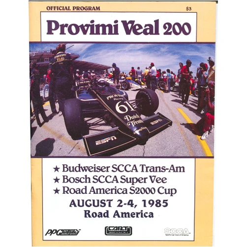 DTA_Collectibles Road America Auto Race Program 8/1985-Cart Indy car-SCCA Sports Car-VF