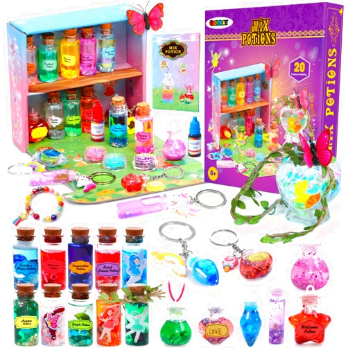 Golray Magical Mixed Potion Craft Kit for Kids Girls, 21pcs Potion Bottles, Fairy Witches' Potions Making Art Craft DIY Mixes Kit, Creative Magic Kit Girl Birthday Gift Toys for 6 7 8 9 10 Year Old