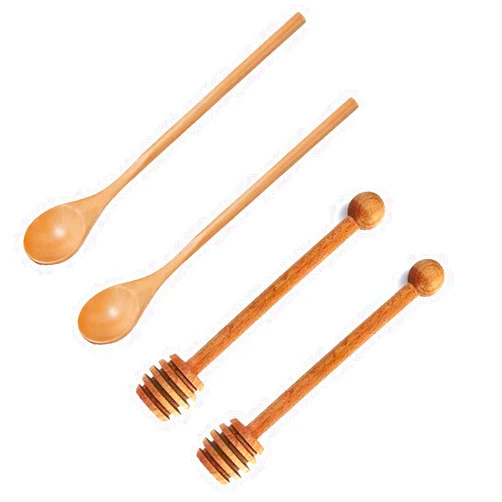 WRIVQSYO 2pcs Honey Dipper Stick, 2pcs Long Handle Honey Spoon, Wooden Honey Dipper Stick for Honey Jar, Wooden Spoons Stirrer Cocktail Mixing Spoons for Home Kitchen