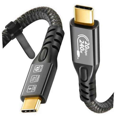 CHENLENIC USB C Cable 3.2 Gen 2X2 20Gbps, Type C 4K@60Hz UHD Video 5A/240W PD3.1 Fast Charge Cord with E-Marker Compatible with Thunderbolt 3/4 MacBook Pro Samsung Galaxy Pixel Dell Monitor etc (0.5M), Black