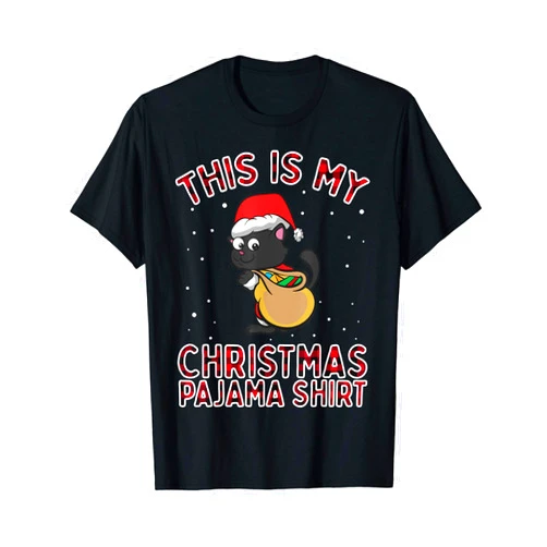 This Is My Christmas Pajama Shirt Funny Xmas PJs This Is My Christmas Pajama Shirt Cat Lover Funny Xmas Gift T-Shirt