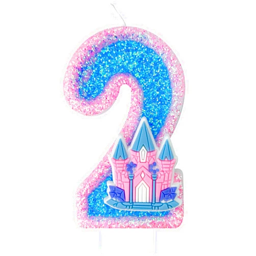 Zlongron Number 2 Candle, Birthday Candles, Suitable for Frozen Castle Theme Birthday, Party and Other Event Decorations, Suitable for Castle Cake Topper (Number 2)