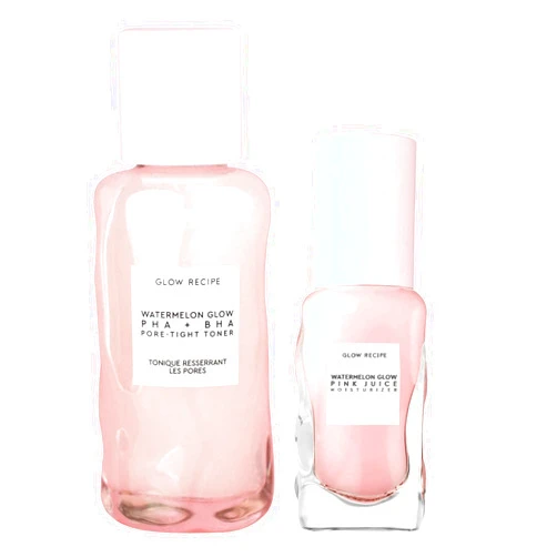 Glow Recipe Mini Watermelon Glow PHA + BHA Facial Toner & Pore Minimizer with Hyaluronic Acid (40 ml) + Mini Pink Juice Hydrating Face Moisturizer (25 ml)