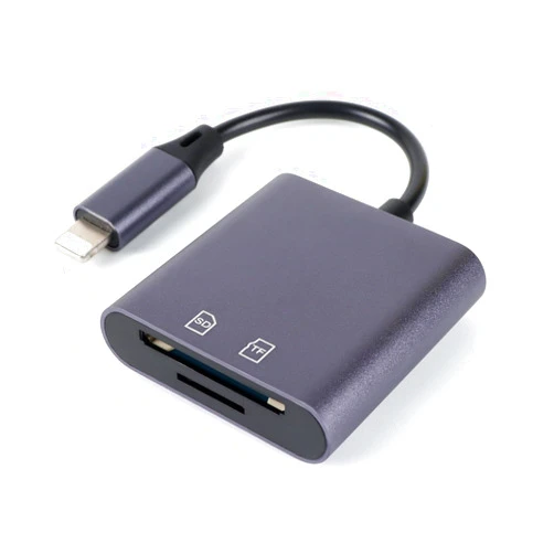 Aieloar Aluminum SD Card Reader for iPhone/Ipad, Aieloar 2-in-1 Memory Card Reader,Plug and Play