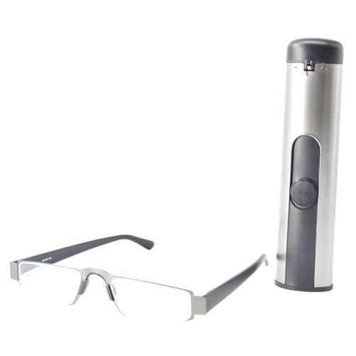 I-Mag Reading Glasses I-Mag Executive Slim Metal Reading Glasses with 2.00 Magnification, Gunmetal Finish & Slide Open Hard Case – Stylish, Durable Eyewear for Clear Vision & Easy Storage