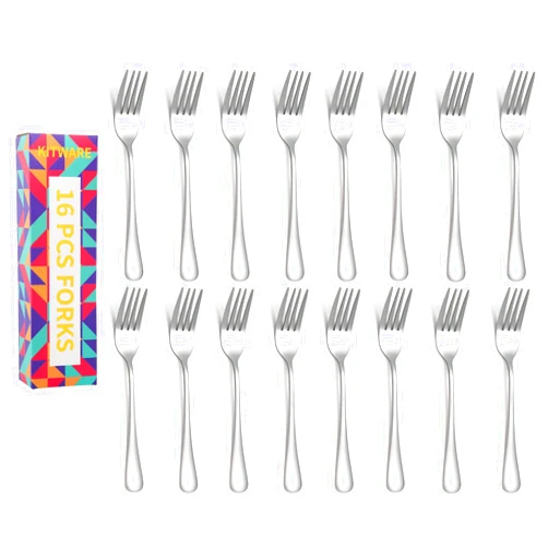 KITWARE 16 Pieces Dinner Forks, 8 Inch,Stainless Steel Silverware Forks Only, Home Kitchen Cutlery Forks, Mirror Polished Modern Forks Set, Restaurant Quality Flatware Forks, Dishwasher Safe