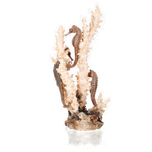 biOrb Medium Seahorse Sculpture, Ceramic Resin Centerpiece for Freshwater and Marine Aquariums, Beige/Tan