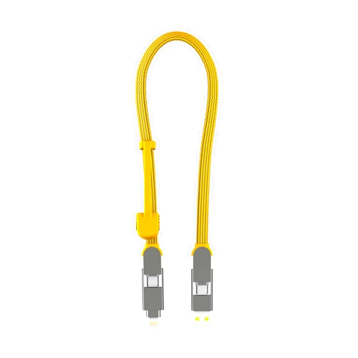 Rolling Square inCharge Rolling Square XL 30 cm - USB-C Cable, Universal Smartphone Cable, Gift for Men, 6-in-1 Universal Charger for Smartphones, Technical Gadget, Yellow, Lightning Cable 100W