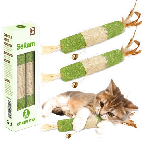 SEKAM Catnip Toys for Cats - 2 Pack Cat Chew Toy & Cat Feather Toy, Cat Toys for Indoor Cats Cleaning Teeth, Relaxing Cats,Cat Chew Toy for All Breed