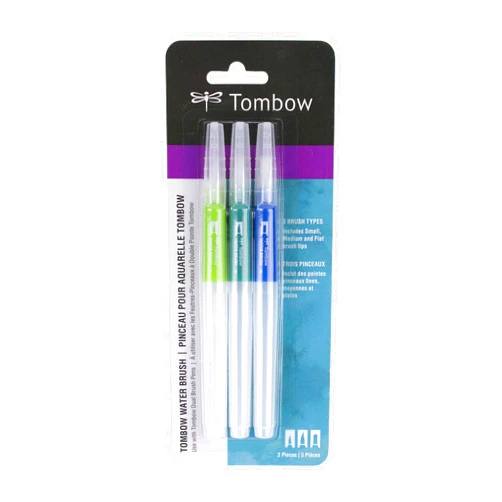 Tombow 56253 Water Brush, 3-Pack. Easily Blend Water-Based Markers, Watercolor Paint, and More with 3 Flexible Brush Tips