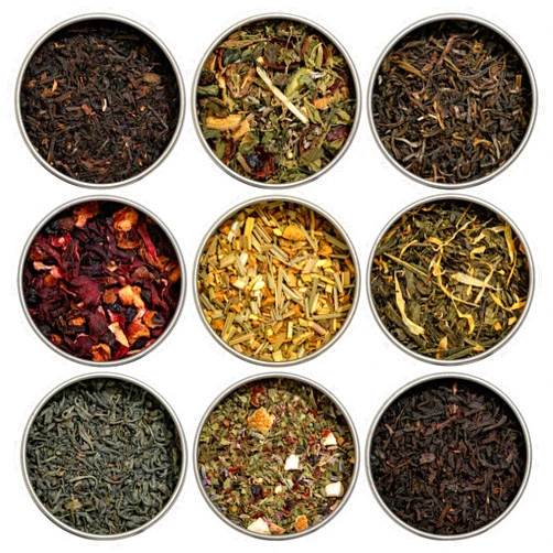 Heavenly Tea Leaves Organic Loose Leaf Tea Sampler Set (Approx. 90 Cups of Tea) - 9 Assorted Black Tea, Green Tea, & Herbal Tea - High to No Caffeine, Great Hot or Iced, Valentine's Day Gifts for Her