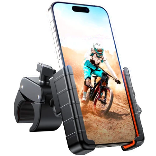 Miracase Motorcycle Phone Mount, [Support Video Recording] Bike Phone Holder, [Quick Lock] Bicycle Phone Mount Handlebar Cell Phone Clamp for Scooter, Friendly Compatible with iPhone Samsung Red