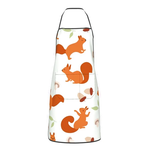 Woyaba squirrel apron,cooking aprons for men women,kitchen apron chef apron adjustable garden aprons with 2 pockets
