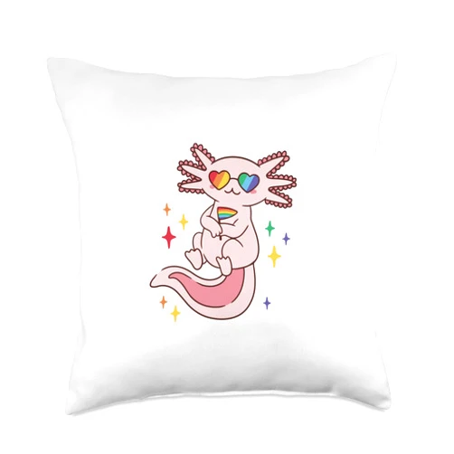 Axolotls Gamer, Kawaii Geschenke, lustige Sprüche Rainbow Axolotl Comic Art for Men Women Children Throw Pillow, 18x18, Multicolor