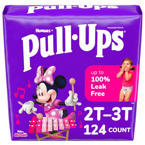 Pull-Ups Girls' Potty Training Pants, Size 2T-3T Training Underwear (16-34 lbs), 124 Count (4 packs of 31)