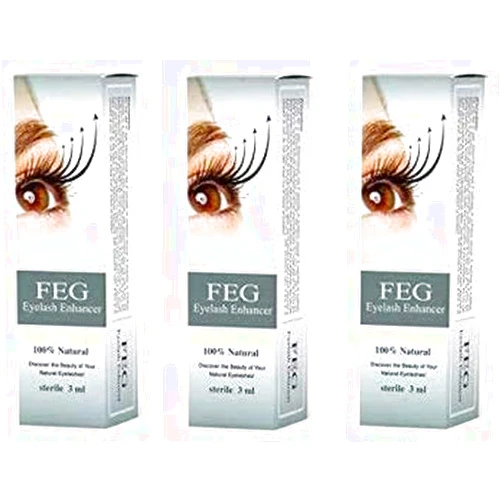 FEG Eyelash Rapid Eye Lash Growth Serum | For Lash and Brow | Fast Effective Growth Creates Longer & Darker Eyelashes | Natural Eyelash Serum to Grow Lashes | 3 Pack