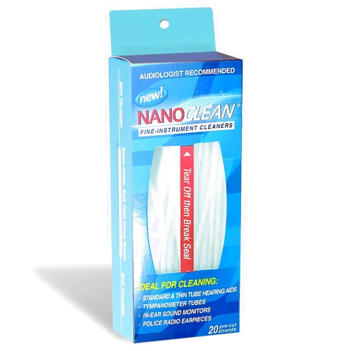 Nanoclean All-in-1 Hearing Aid Cleaning Kit - 1 Pack of 20 Ready-to-Use Strands - Gentle & Effective Hearing Aid Cleaning Brush Thread-Fine Instrument Cleaners, Earbud Cleaner, Hearing Aid Accessories