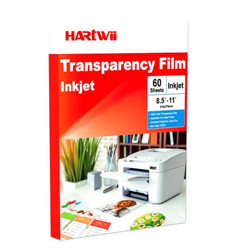 HARTWII Inkjet Transparency Film 60 Sheets 8.5x11 Inches Dries Quickly Applicable for Inkjet Printer Overhead Projectors