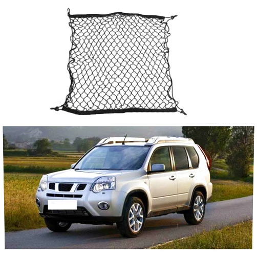 HYJSQ Car Trunk Cargo Organizer Net for Nissan X-Trail Rogue T31 2008-2024, Rear Storage Luggage Net Adjustable Elastic Organizer Net