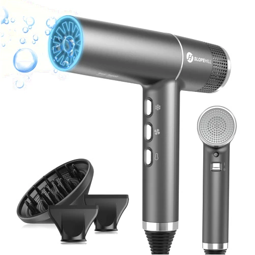 Slopehill Hair Dryer with Unique Brushless Motor | Intelligent Fault Diagnosis | Innovative Microfilter | Oxy Active Technology | Led Display (Gray)