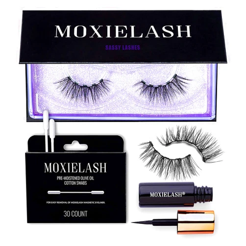 MoxieLash Sassy Kit - Mini Liquid Magnetic Eyeliner for Magnetic Eyelashes - No Glue & Mess Free - Fast & Easy Application - Set of Sassy Lashes & Instruction Card Included (Sassy Lash Kit)
