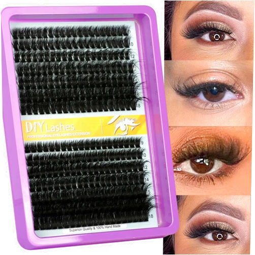 Himirell Lash Clusters Lash Extensions 280 Pcs Individual eyelash clusters 80D+60D Cluster Lashes Soft Natural for Makeup at Home - DIY Eye lash Extensions 9-18 mm Mix Fluffy Wispy C curl Lash Clusters