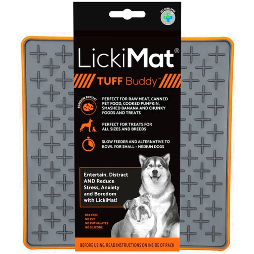 LickiMat Tuff, Heavy-Duty Buddy, Dog Slow Feeder Lick Mat, Boredom Anxiety Reducer; Perfect for Food, Treats, Yogurt, or Peanut Butter, Fun Alternative to a Slow Feed Dog Bowl, Orange