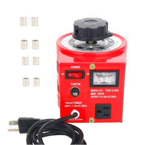 YaeCCC Auto Voltage Transformer AC Variable Voltage Converter Transformer 110VAC Input, 0-130VAC (500W)