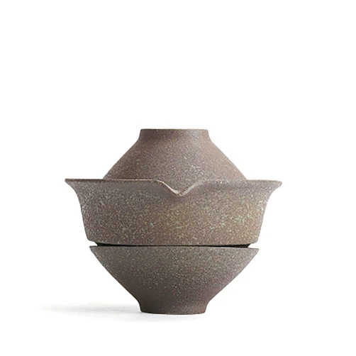 Sufeasdf 3 PCS Zisha Gongfu Teacup, Clay Tea Cup for Brew Kung Fu Tea,Used with The Teapot(Gray)