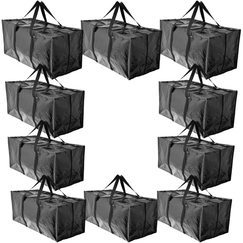 BAG-THAT! 10 Moving Bags, Heavy Duty Extra Large Stronger Handles Wrap Around bag Storage Totes Zippered Reusable Moving Supplies Clothes Attic Sports Garage Travel College
