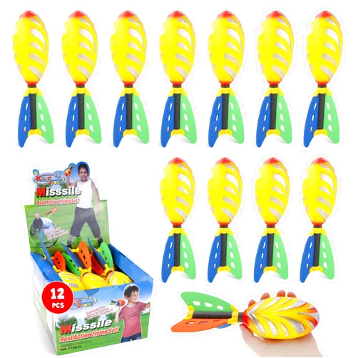 Liberty Imports 12 Pack Flying Foam Foam Missile Footballs with Tails, Sports Aero Pocket Flyers Toys for Kids Outdoor Backyard Activities, Games, Party Favors (9 Inches)