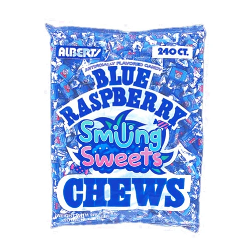 Smiling Sweets Blue Raspberry Chews - 240 Pieces - Bulk Candy - Tasty Blue Raspberry Chewy Candy for Everyone - Melt in Your Mouth Deliciousness - Smiling Sweets - Stock Up Today - Classic Taste