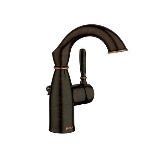 Moen Sarona Mediterranean Bronze One-Handle Single Hole Rustic Farmhouse Bathroom Faucet with Optional Deckplate, Traditional Bathroom Sink Faucet and Drain Assembly, 84144BRB