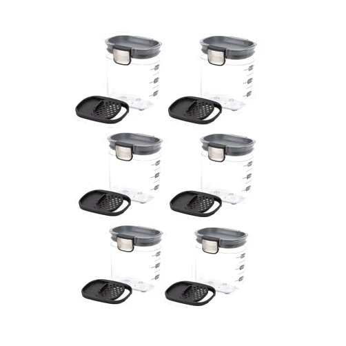 Progressive International Progressive PKS-401 1.5 Cup Mini Prokeeper+ Airtight Silicone Seal Storage Container Great For Spices & Baking Acessories (6- Piece)