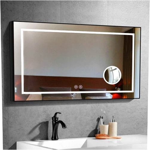 DECORAPORT 48 x 28 Inch LED Light Make Up Bathroom Mirror with Touch Button, Magnifier, Defogger Heating Panel, Dimmer, Horizontal Wall-Mounted, IP44 Waterproof (D-D622-4828C)