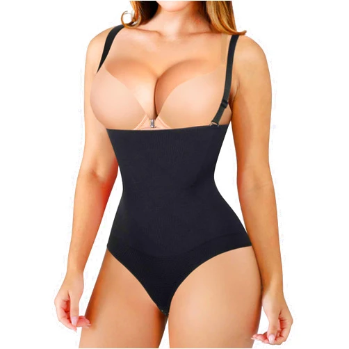 Nebility Women Waist Trainer Shapewear Thong Bodysuit Seamless Tummy Control Panty Faja Open Bust Body Shaper
