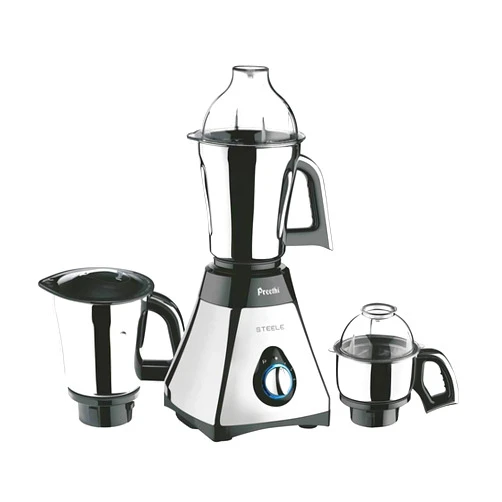 Preethi Steele 3-Jar Mixer Grinder, 550-Watt, Silver