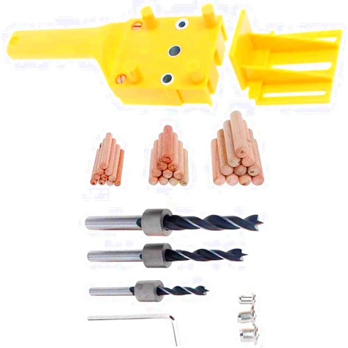 FUYUNXIN 41 Pcs Handheld Woodworking Dowel Jig Guide Set,wood Drilling Straight Hole Doweling with Metal Sleeve,fits 6mm(1/4