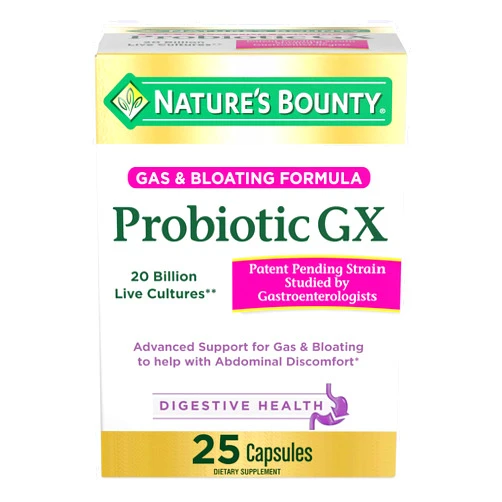 Nature's Bounty Probiotic GX, Helps with Occasional Gas and Bloating, Dietary Supplement, Digestive Health, 25 Capsules