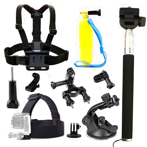 TEKCAM Action Camera Accessories kit Compatible with Gopro Hero 13 12 11 10 9 8/AKASO EK7000/Brave 7/Apexcam/Pro Xtreme, Head Mount Strap Chest Strap Selfie Stick Suction Mount Floating Hand Grip Bike Mount