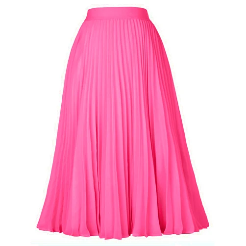 GRACE KARIN Women High Elastic Waist Pleated Chiffon Skirt Midi Swing A-line Skirts