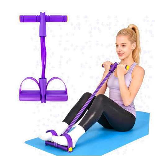 BlingKingdom Multifunction Fitness Resistance Band, 6-Tube Tension Exercise Rope Elastic Yoga Foot Pedal Puller Abdominal Trainer Band for Arm, Leg, Core, Workout, Sit-Up Training, Stretching