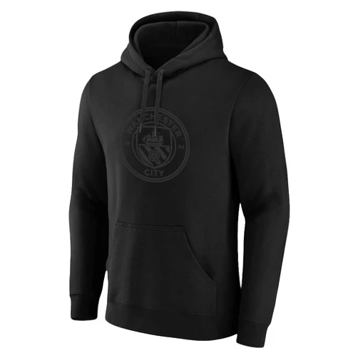 Icon Sports International Club Blackout Adult Cotton Pullover Hoodie Sweatshirt - Soccer Apparel (Black Logo Print on Black)