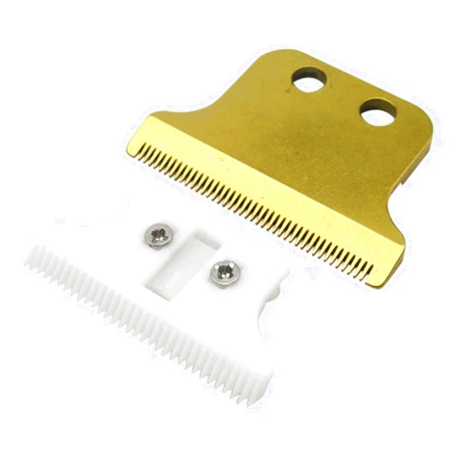EStarpro Adjustable 2 Hole Double Wide Trimmer Replacement Blade for Wahl Detailer #8290 5 Star Razor Edger #8051 G-Whiz #8986 Sterling Definitions #8085(Ceramic + Gold Blade)