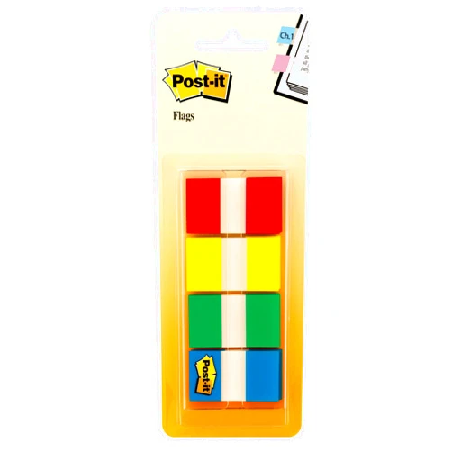 Post-it Flags, 80/On-The-Go Dispenser, 2 Dispensers/Pack, 1 in Wide, Assorted Primary Colors (680-RYGB2)