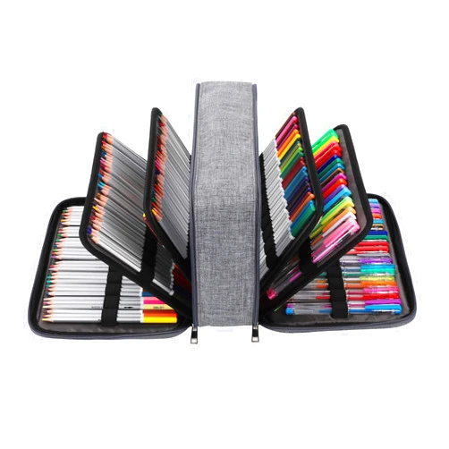 YTSTYLE 300 Slots Pencil Case,Colored Gel Pens Holder Organizer High Capacity Pencil Bag with Multilayer Compartments for Watercolor Pens Prismacolor Premier Crayola Colored Pencils(Pencils Not Included)(Grey)