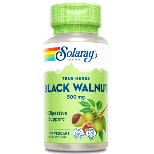 SOLARAY Black Walnut 500 mg | Whole Hull | Healthy Digestive & Intestinal Wellness Support | Non-GMO, Vegan & Lab Verified | 100 VegCaps