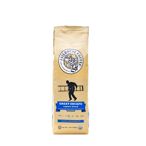 JAILHOUSE COFFEE MAKE A BREAK FOR IT Jailhouse Coffee - Great Escape Blend, Premium Medium Roast, Whole Bean (12 oz.) - Dreamy Mix of Light and Dark Roast Beans - Organic, Non-GMO, Kosher - Percolator, Drip, French-press, or Cold Brew