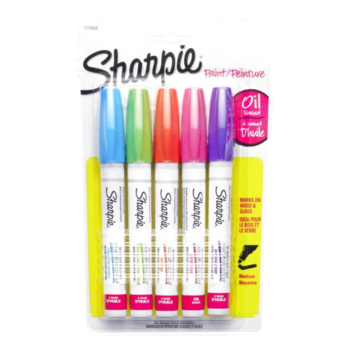 Sanford Sharpie Medium Point Oil-Based Opaque Paint Markers 5/Pkg-Aqua, Orange, Lime, Green, Pink & Purple