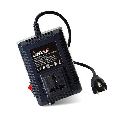 LiteFuze 300 Watt Step Up/Step Down Travel Voltage Converter, 220/110v to 110/220v converter with Type B Plug - Compatible with Hair Straightener, Camera, Laptop & More